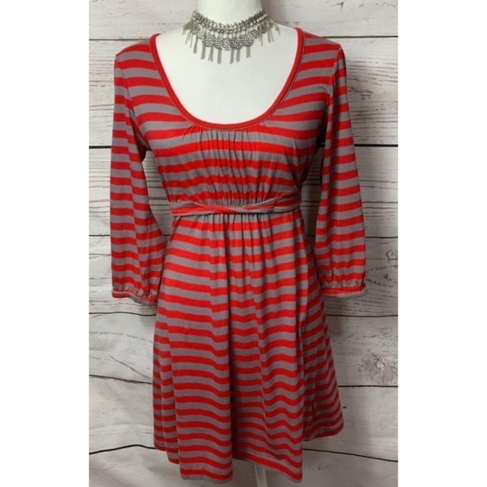 NWOT Roxy Red & Gray Striped Dress Medium